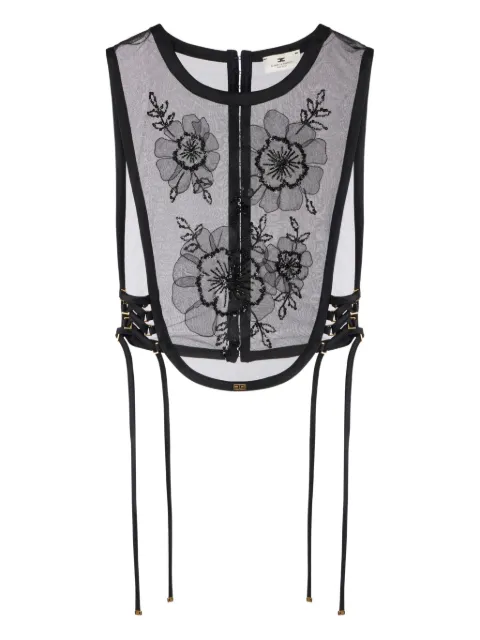 Elisabetta Franchi floral-embroidered lace top