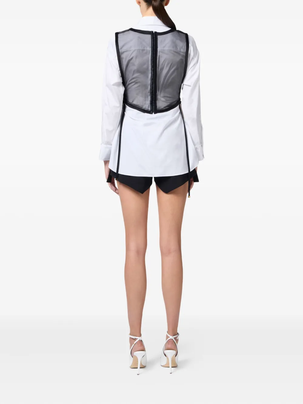 Elisabetta Franchi floral-embroidered lace top Zwart