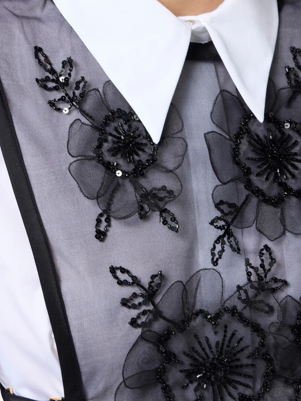 Elisabetta Franchi floral-embroidered lace top Zwart