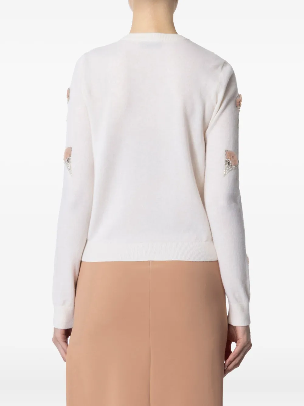 Elisabetta Franchi Vest met geborduurde bloem en lange mouwen Wit