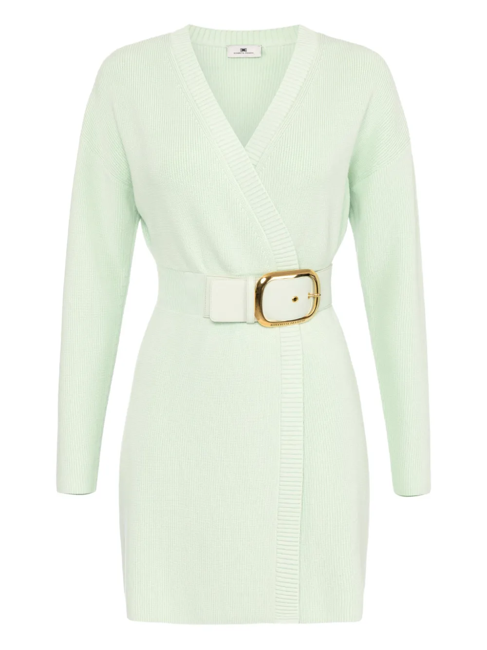 Elisabetta Franchi ribbed-knit belted mini dress | Green | Image 1