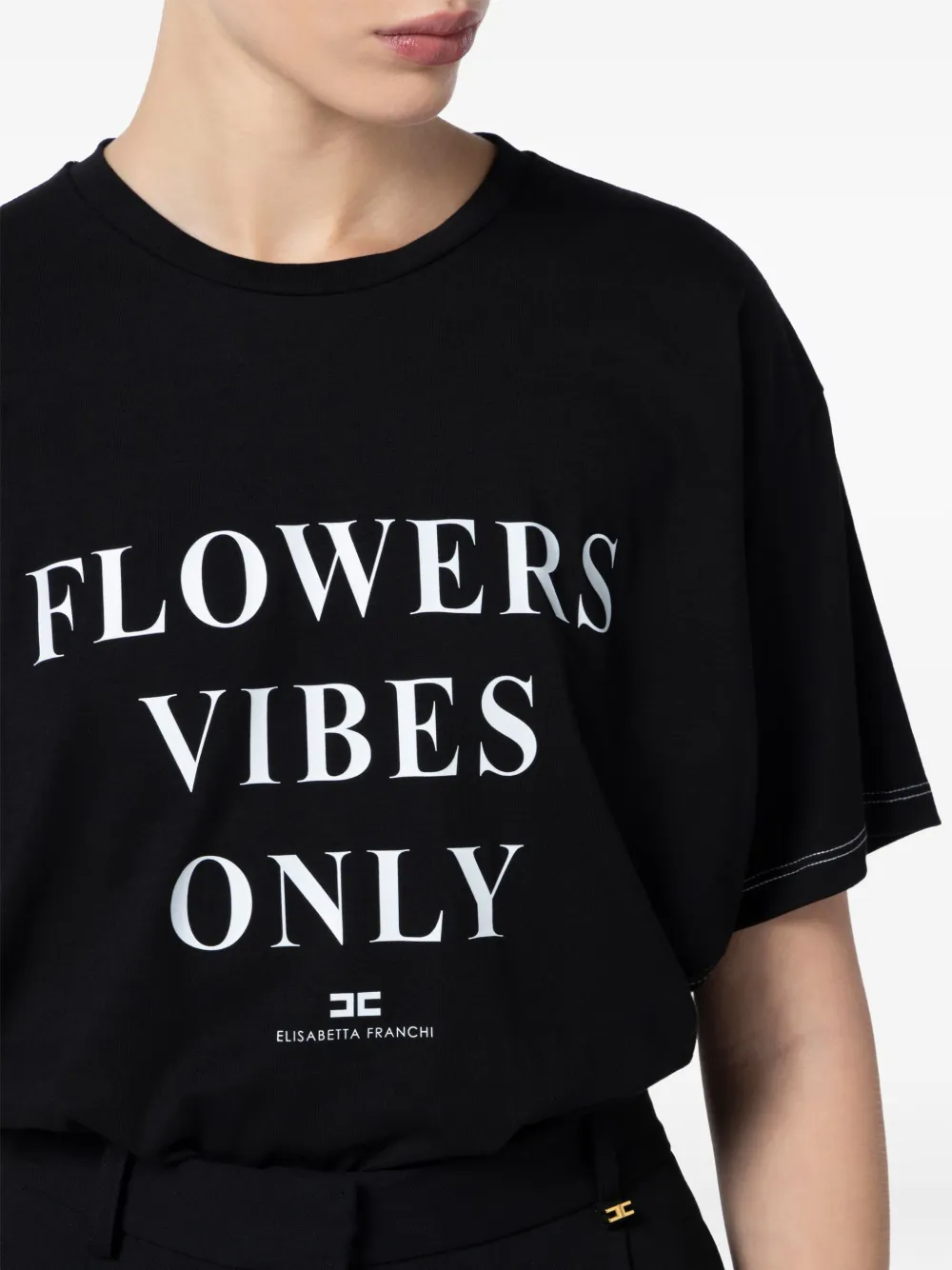 Elisabetta Franchi text-print T-shirt Zwart