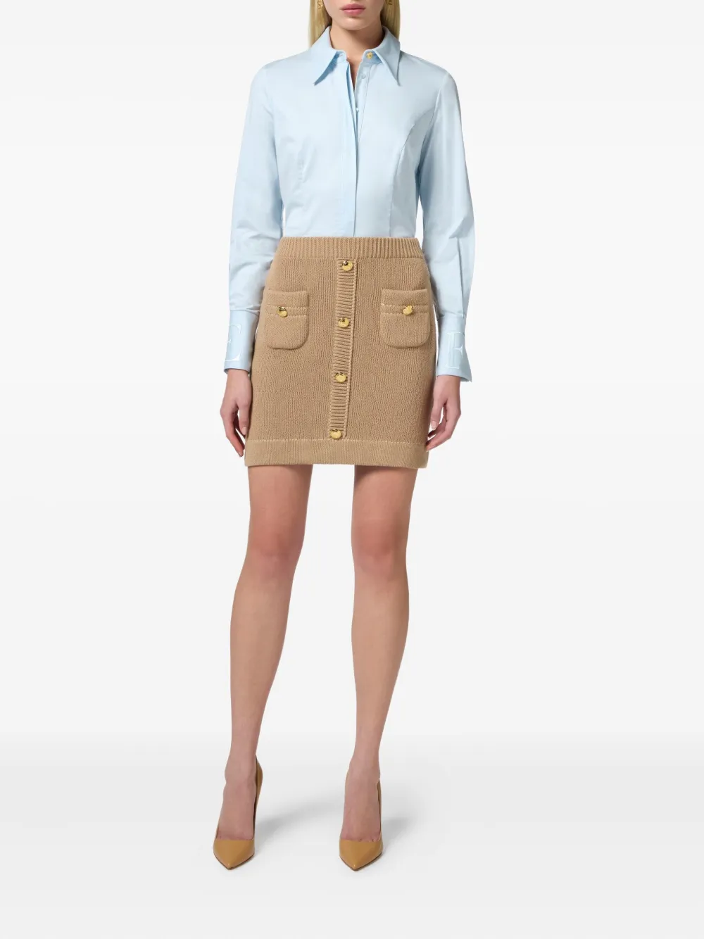 Elisabetta Franchi decorative-button mini skirt Beige