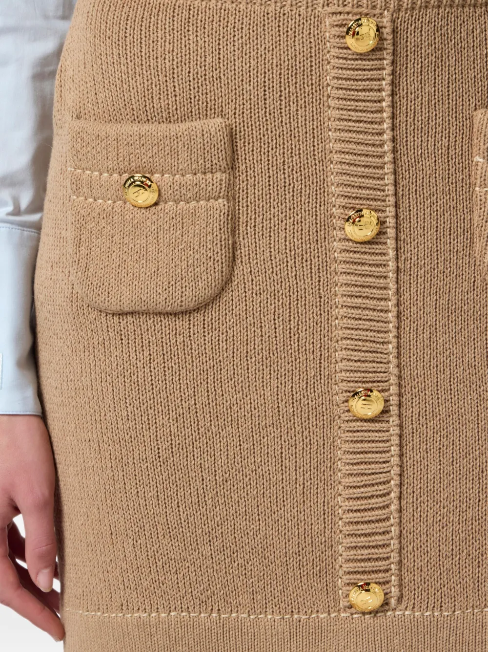 Elisabetta Franchi decorative-button mini skirt Beige