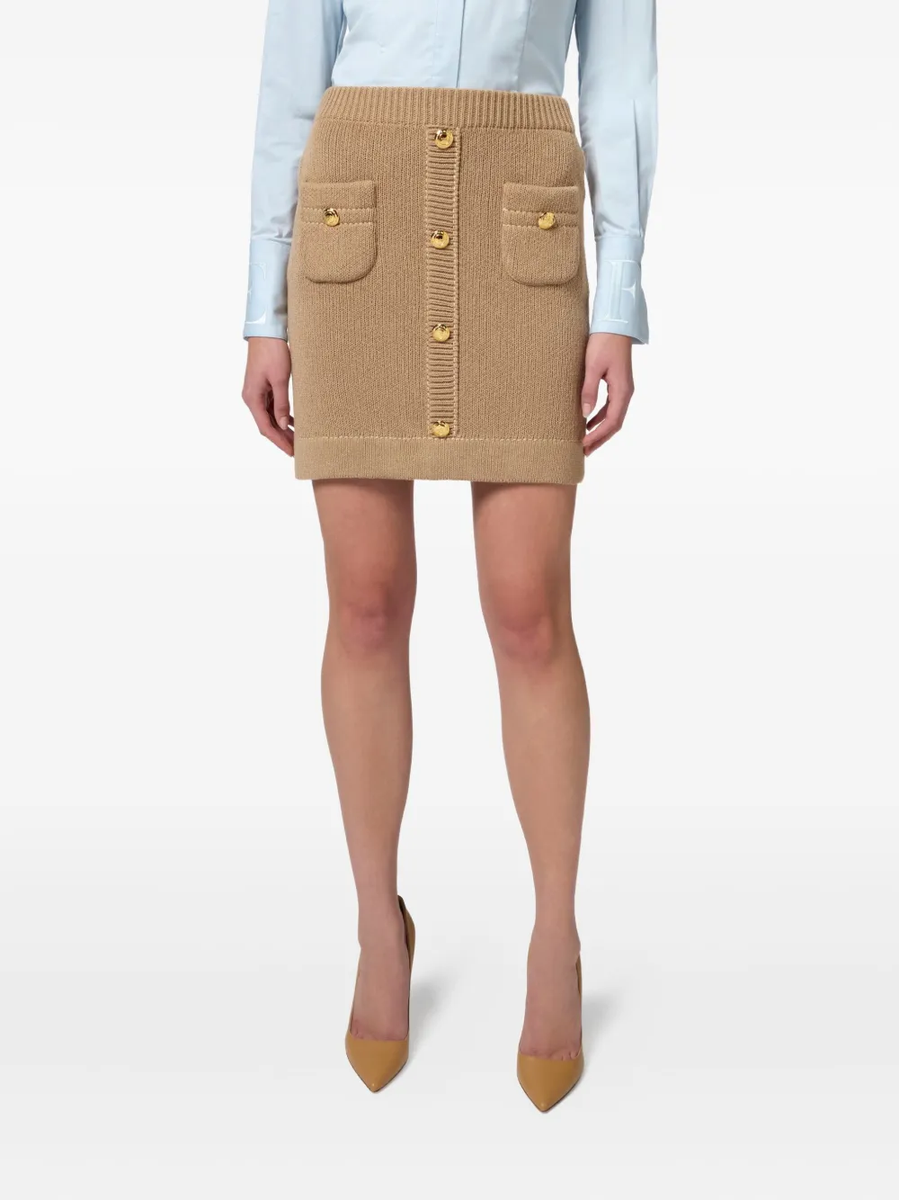 Elisabetta Franchi decorative-button mini skirt Beige