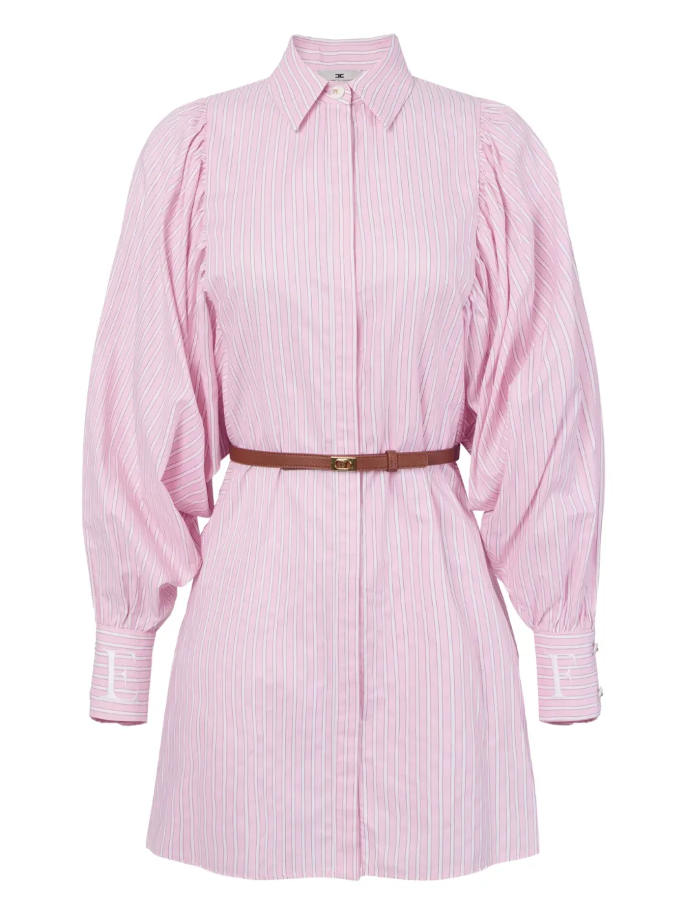 Elisabetta Franchi striped long-sleeved shirt mini day dress Roze
