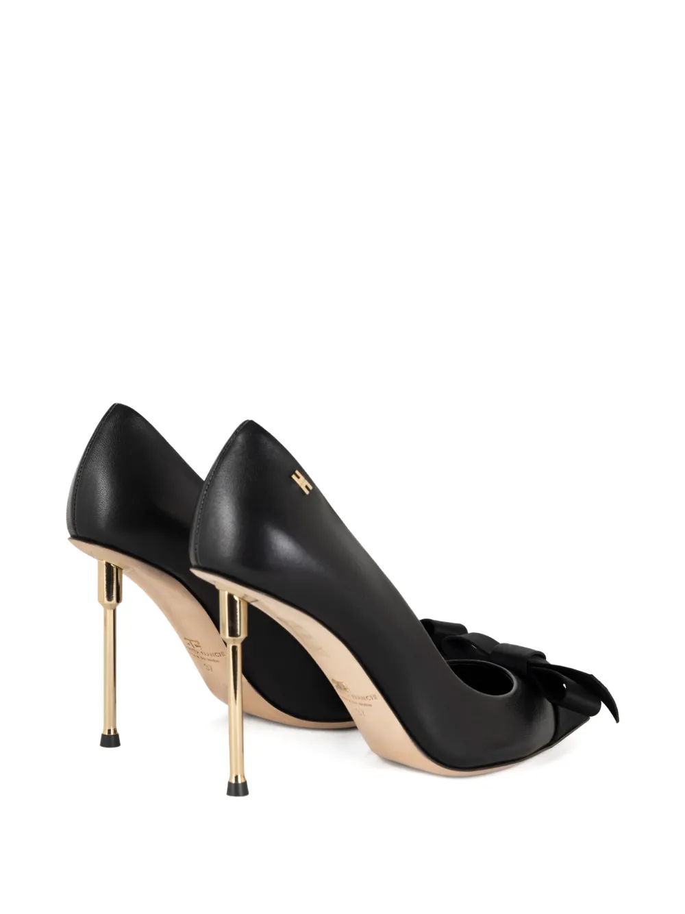 Elisabetta Franchi bow-details leather pumps Zwart