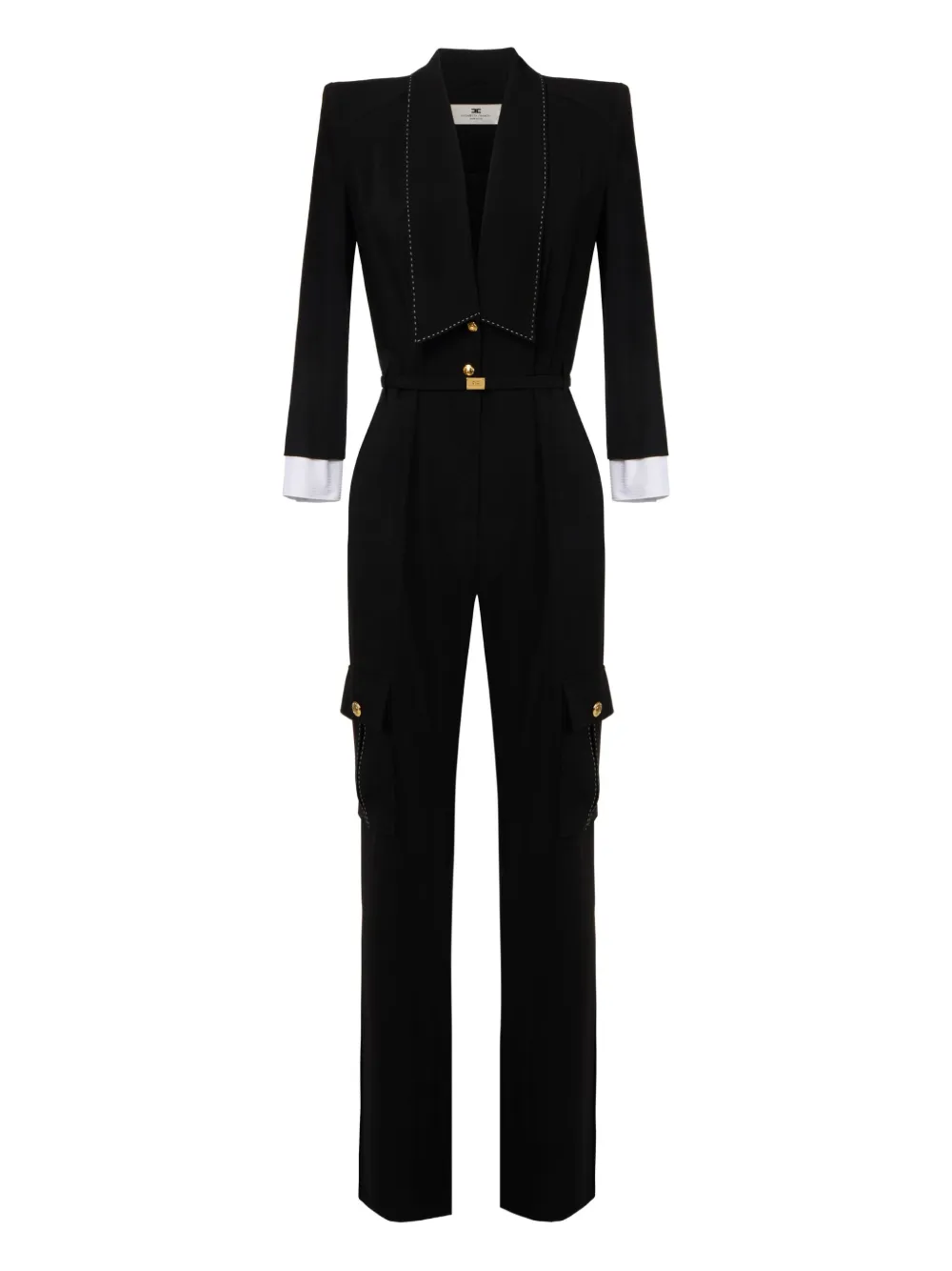 Elisabetta Franchi Cargo jumpsuit met stiksel Zwart