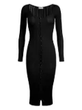 Elisabetta Franchi ribbed-knit button-front midi day dress - Black