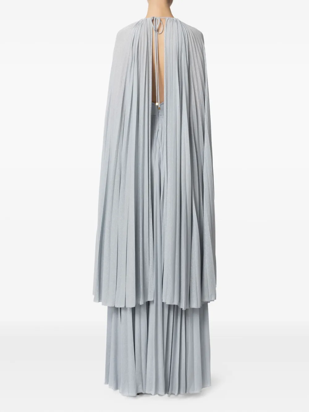 Elisabetta Franchi pleated cape maxi dress Blauw