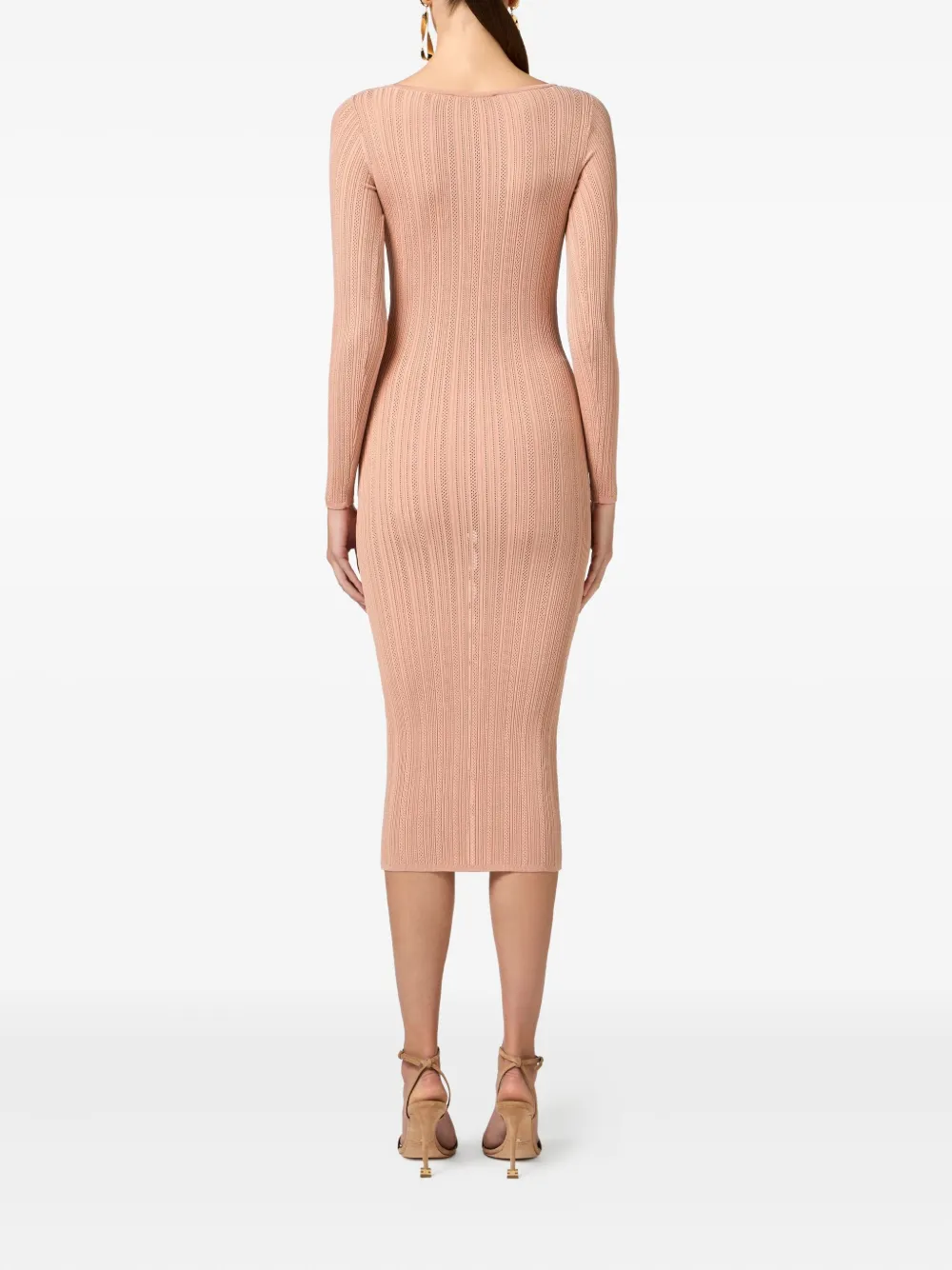 Elisabetta Franchi ribbed knit button-front dress Beige