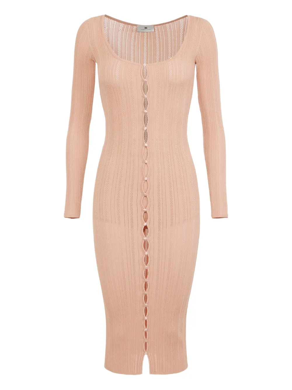 Elisabetta Franchi ribbed knit button-front dress Beige