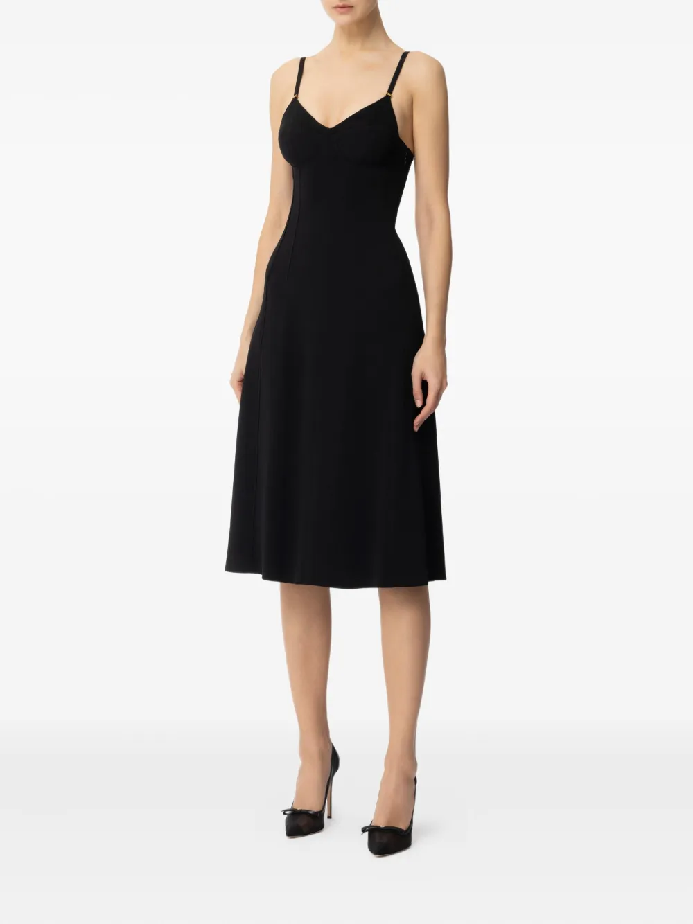 Elisabetta Franchi lace-up midi dress Zwart