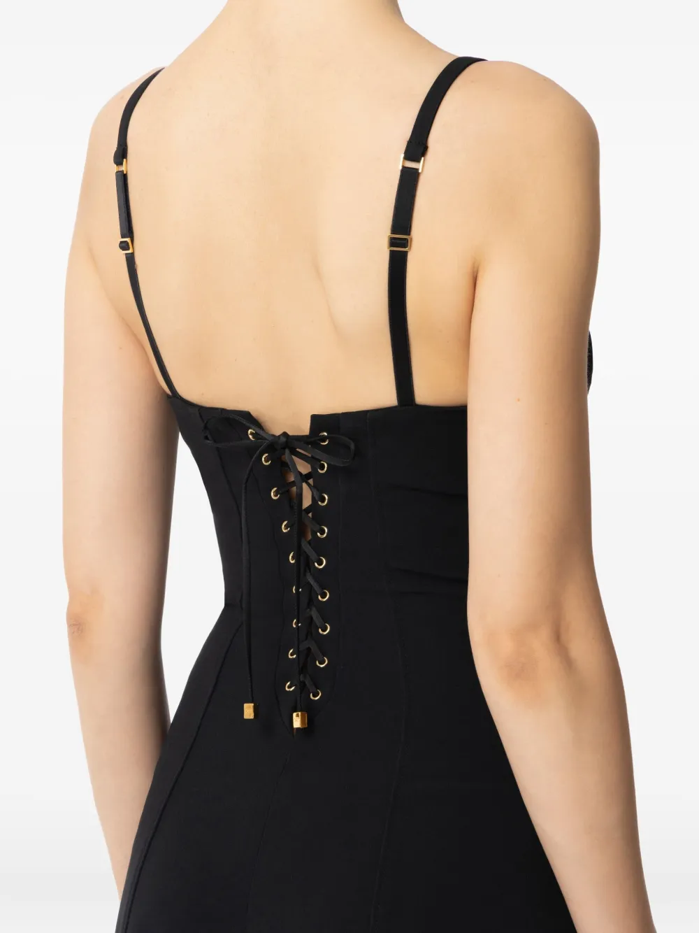 Elisabetta Franchi lace-up midi dress Zwart