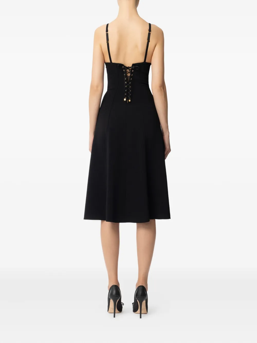 Elisabetta Franchi lace-up midi dress Zwart