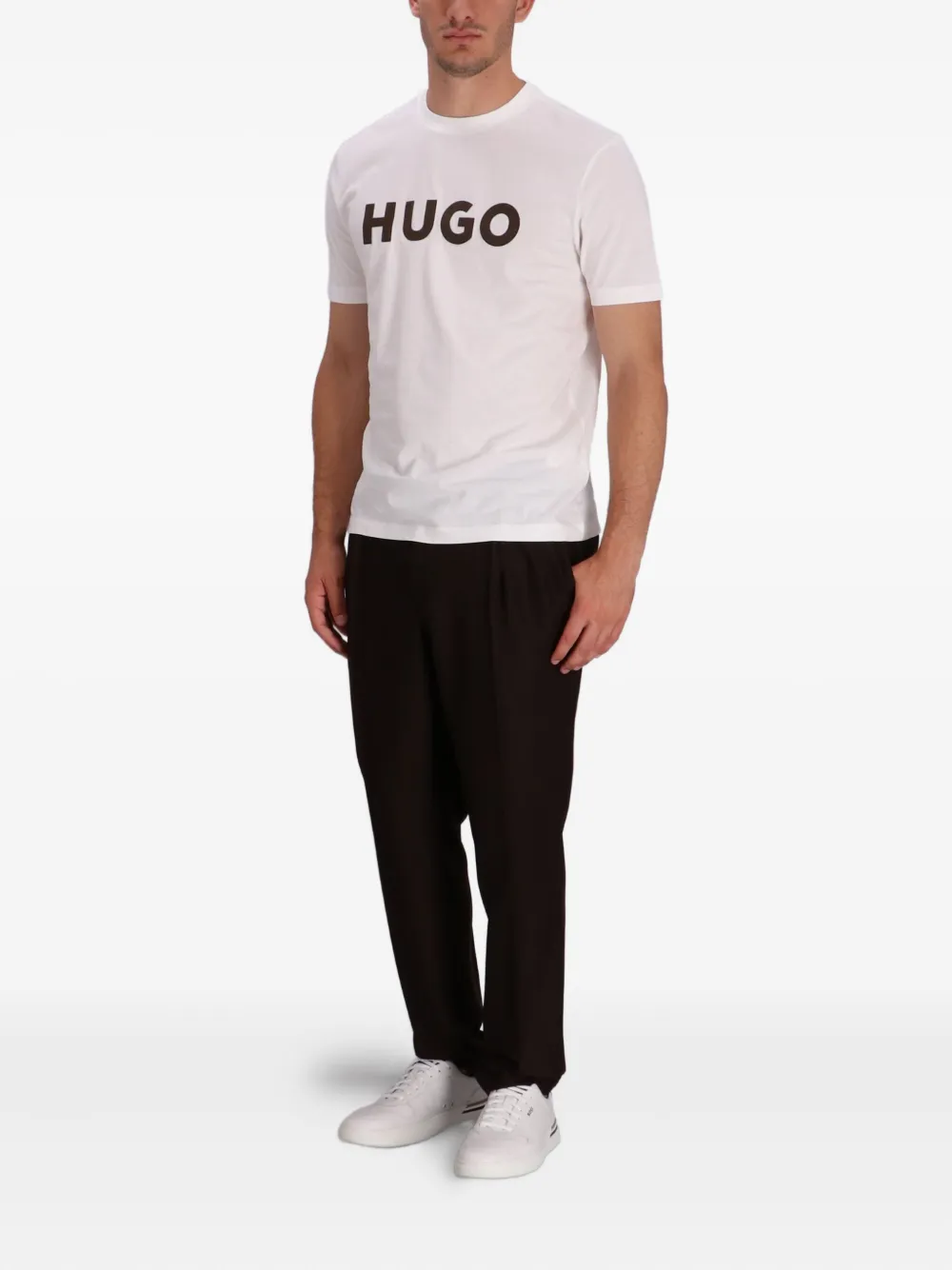 HUGO logo-print cotton T-shirt - 102 WHITE