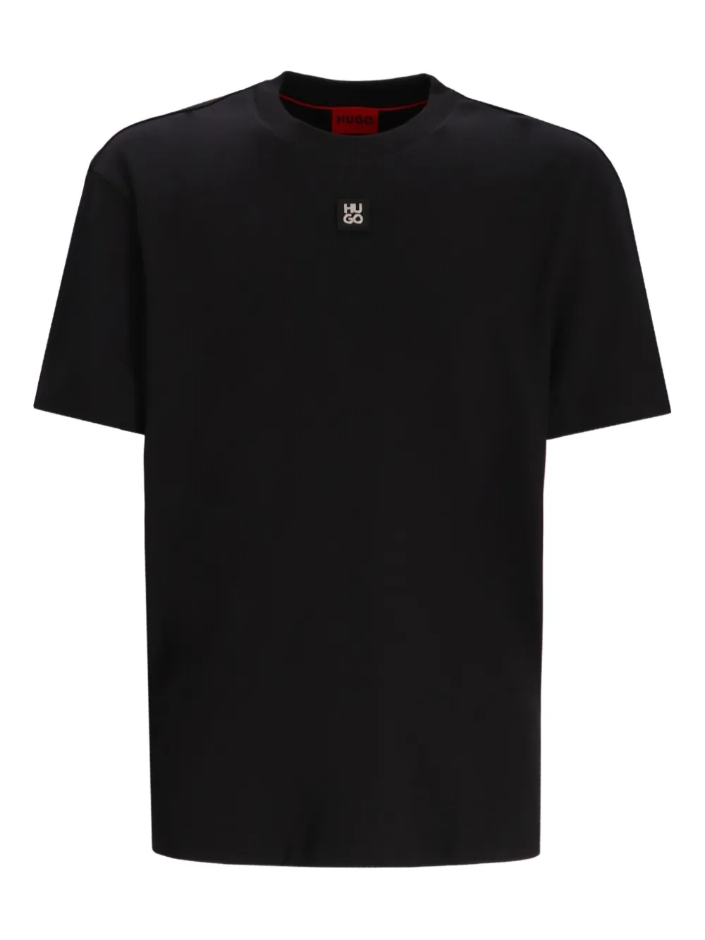 HUGO Camiseta de algodão com patch de logo | Preto | Image 1