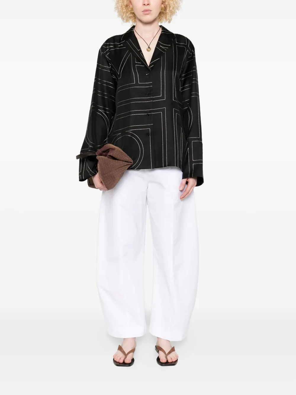 TOTEME Blouse met monogramprint - Zwart