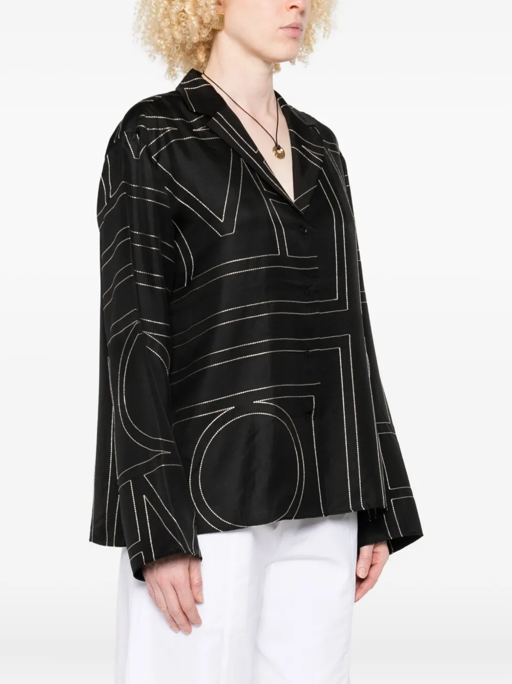 TOTEME Blouse met monogramprint Zwart