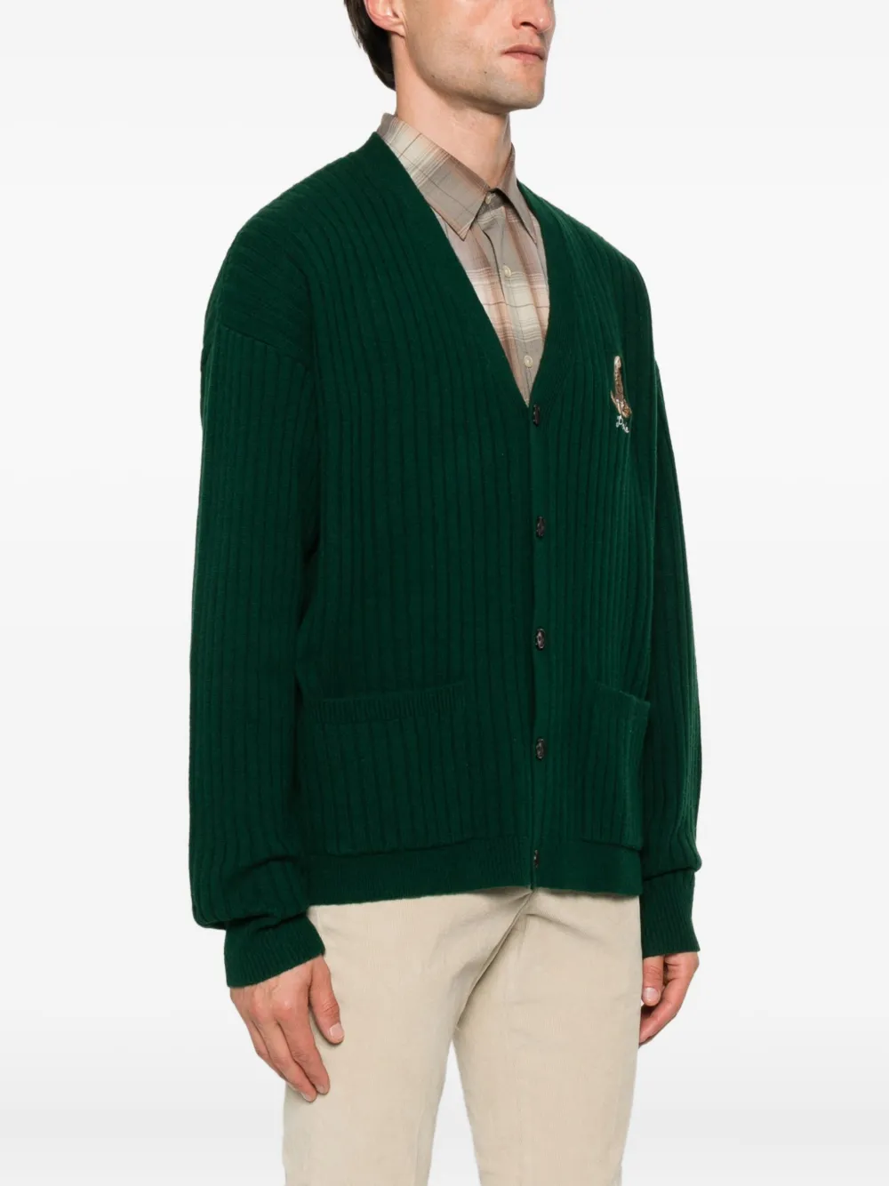 Polo Ralph Lauren ribbed embroidered cardigan Groen