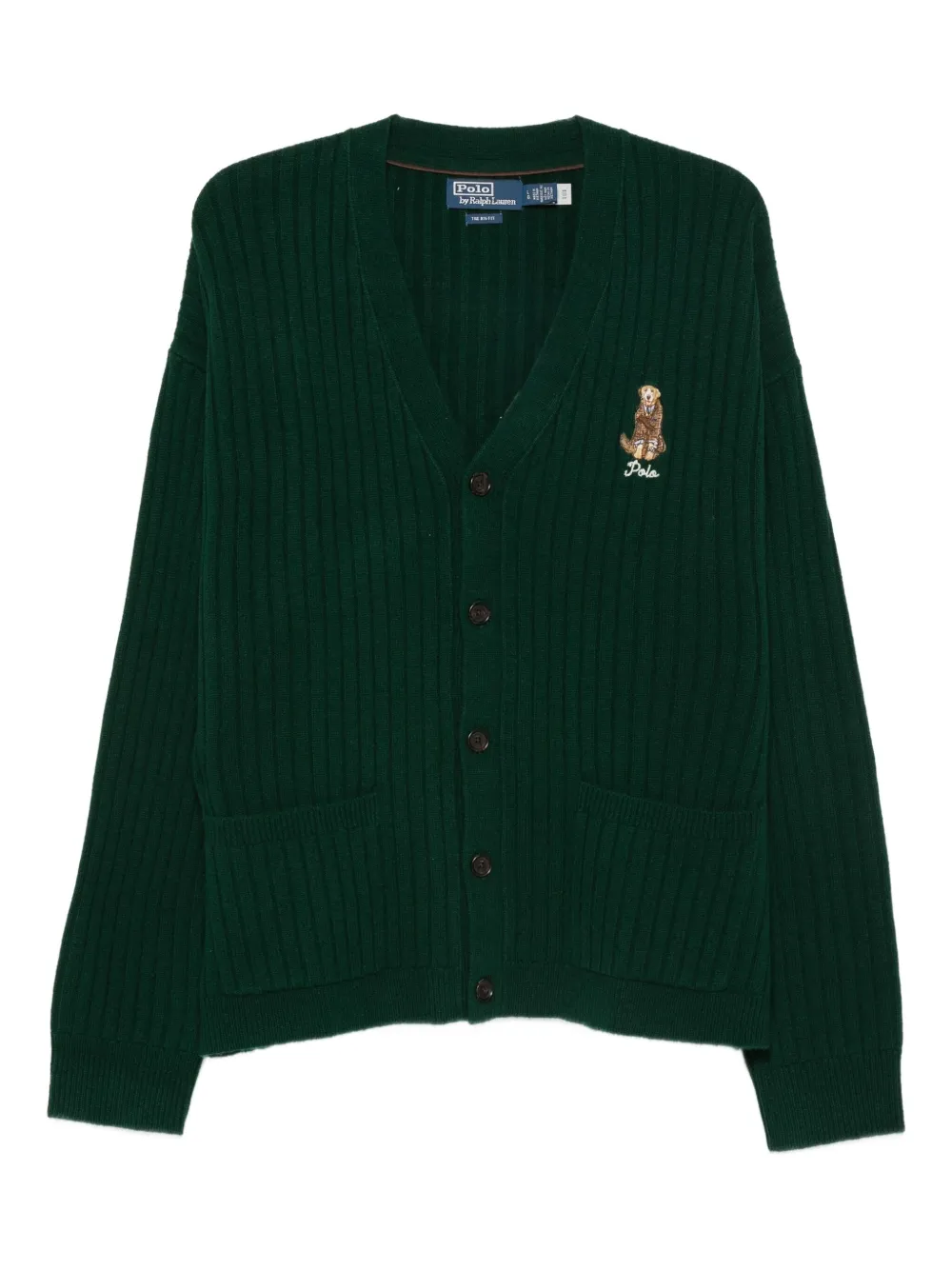 Polo Ralph Lauren ribbed embroidered cardigan Groen