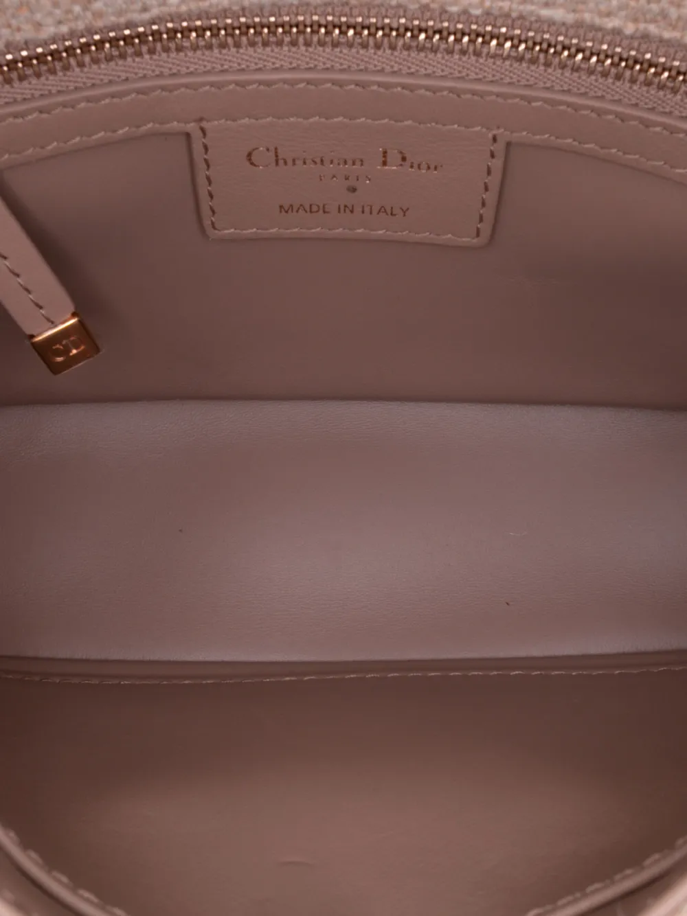 Pre-owned Dior 2022 Small Tweed Macrocannage Caro Bag Crossbody Bag In Pink