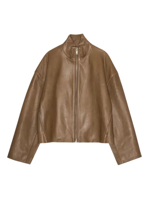 REMAIN zip-front lambskin leather jacket