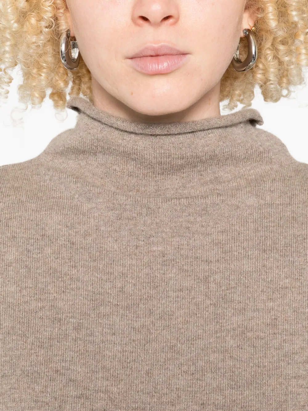 Erika Cavallini Aria gebreide mouwloze top met hoge hals Beige