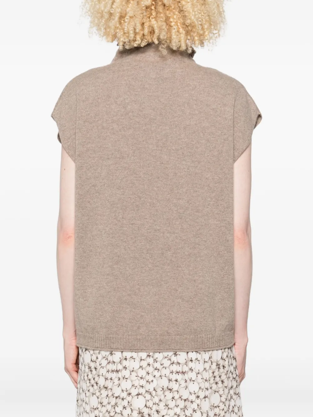 Erika Cavallini Aria gebreide mouwloze top met hoge hals Beige