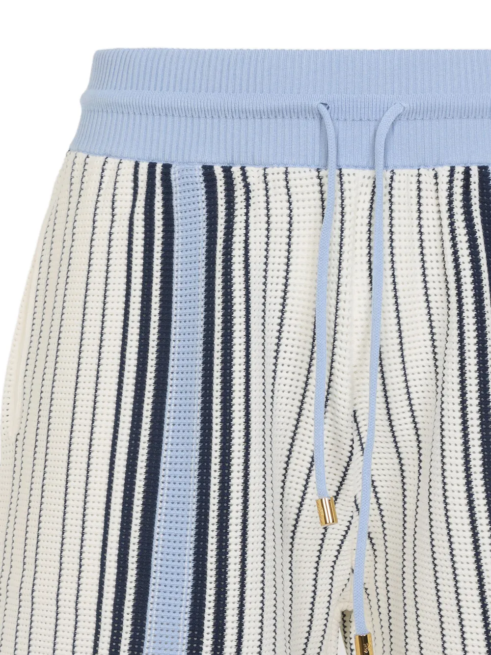 Amiri Script Stripe Knitted Shorts Drawstring In Blue