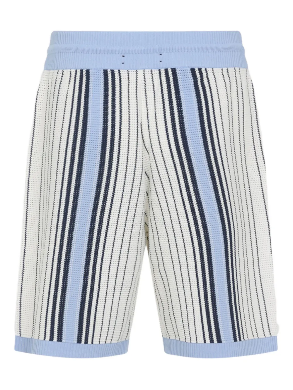 Amiri Script Stripe Knitted Shorts Drawstring In Blue