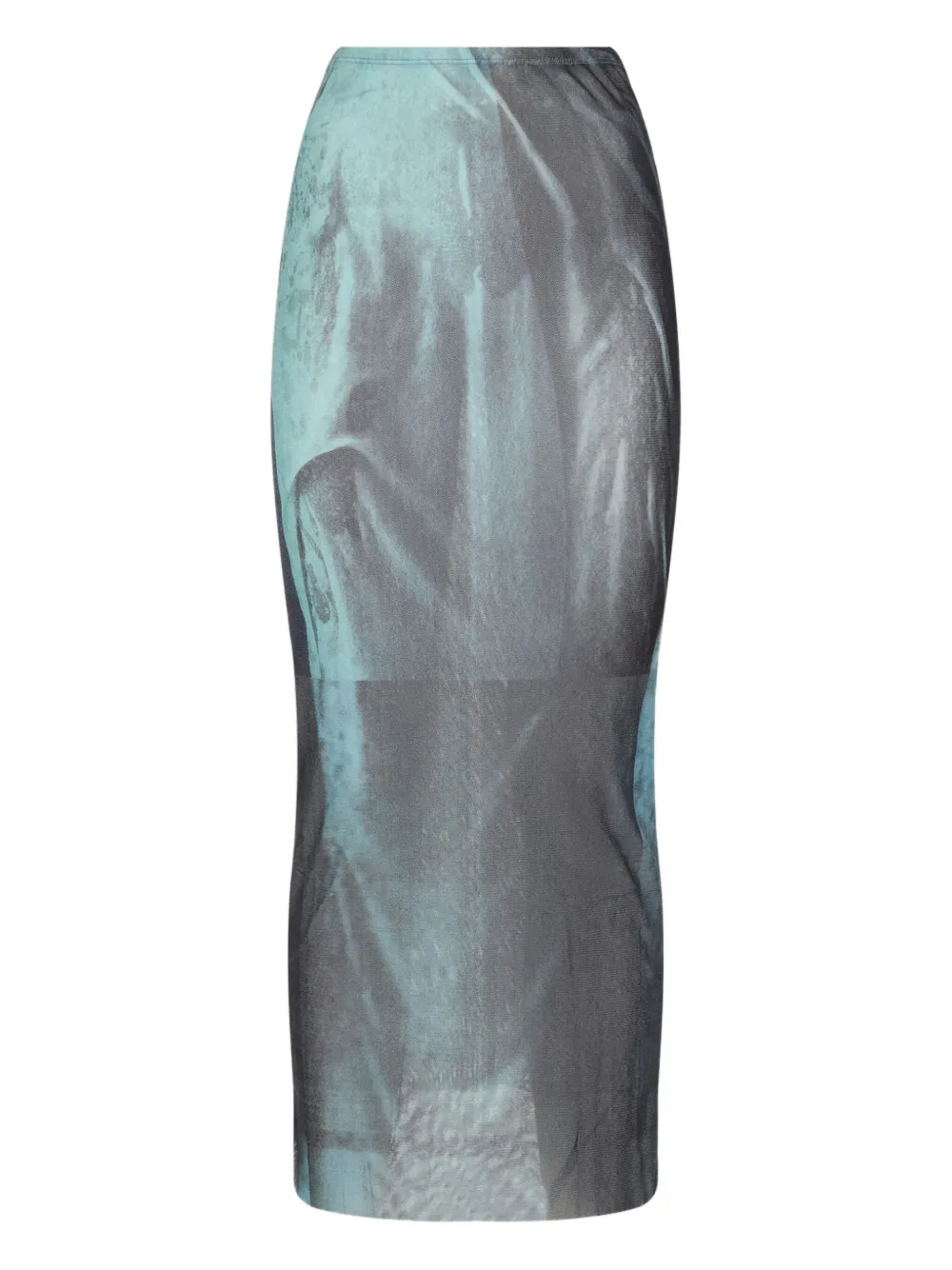 Jean Paul Gaultier Water print long skirt Blauw