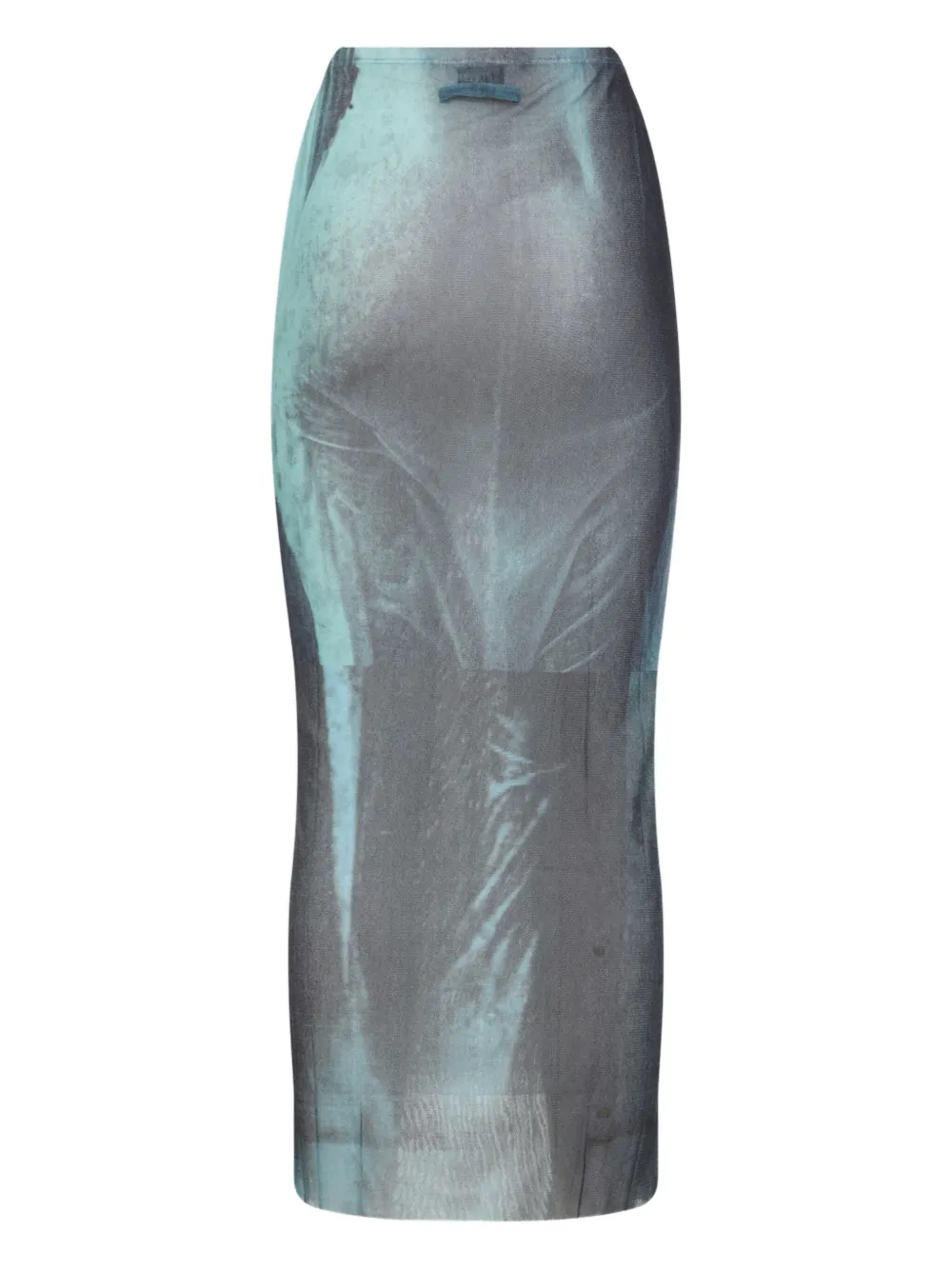 Jean Paul Gaultier Water print long skirt Blauw