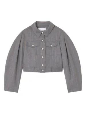 GANNI グレー デニムジャケット ボタン付き GANNI ストライプ デニムジャケット | ブルー | FARFETCH JP