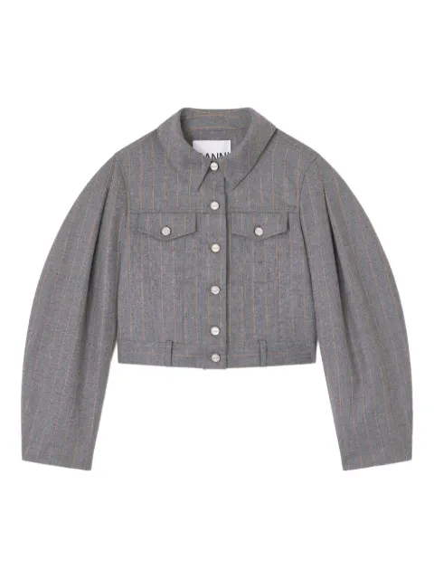 GANNI pinstripe puff-sleeve jacket