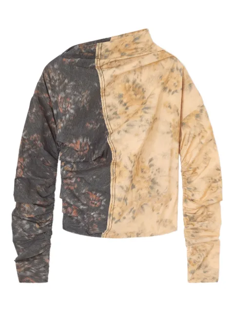 GANNI asymmetric-neck floral-print top 