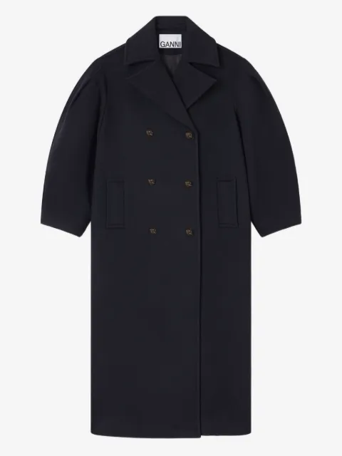 GANNI balloon-sleeves double-breasted coat