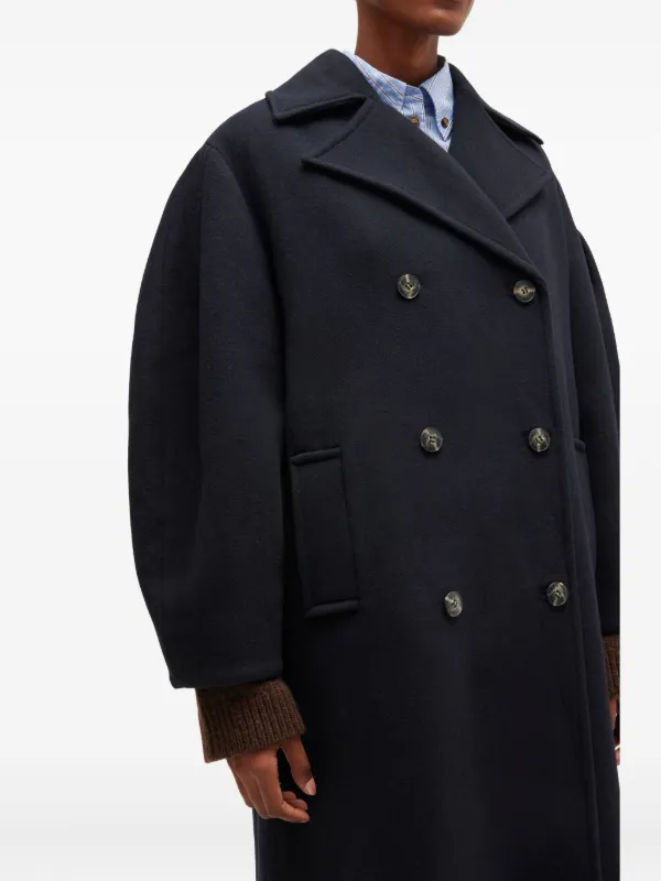 GANNI バルーンスリーブ ダブルコート | ブルー | FARFETCH JP