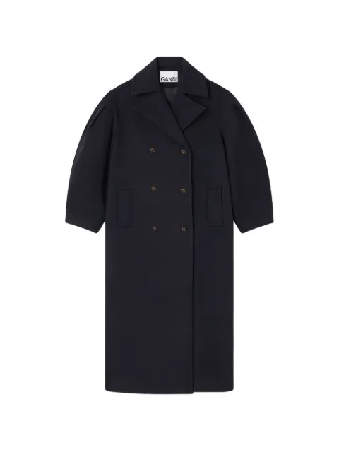GANNI balloon-sleeves double-breasted coat