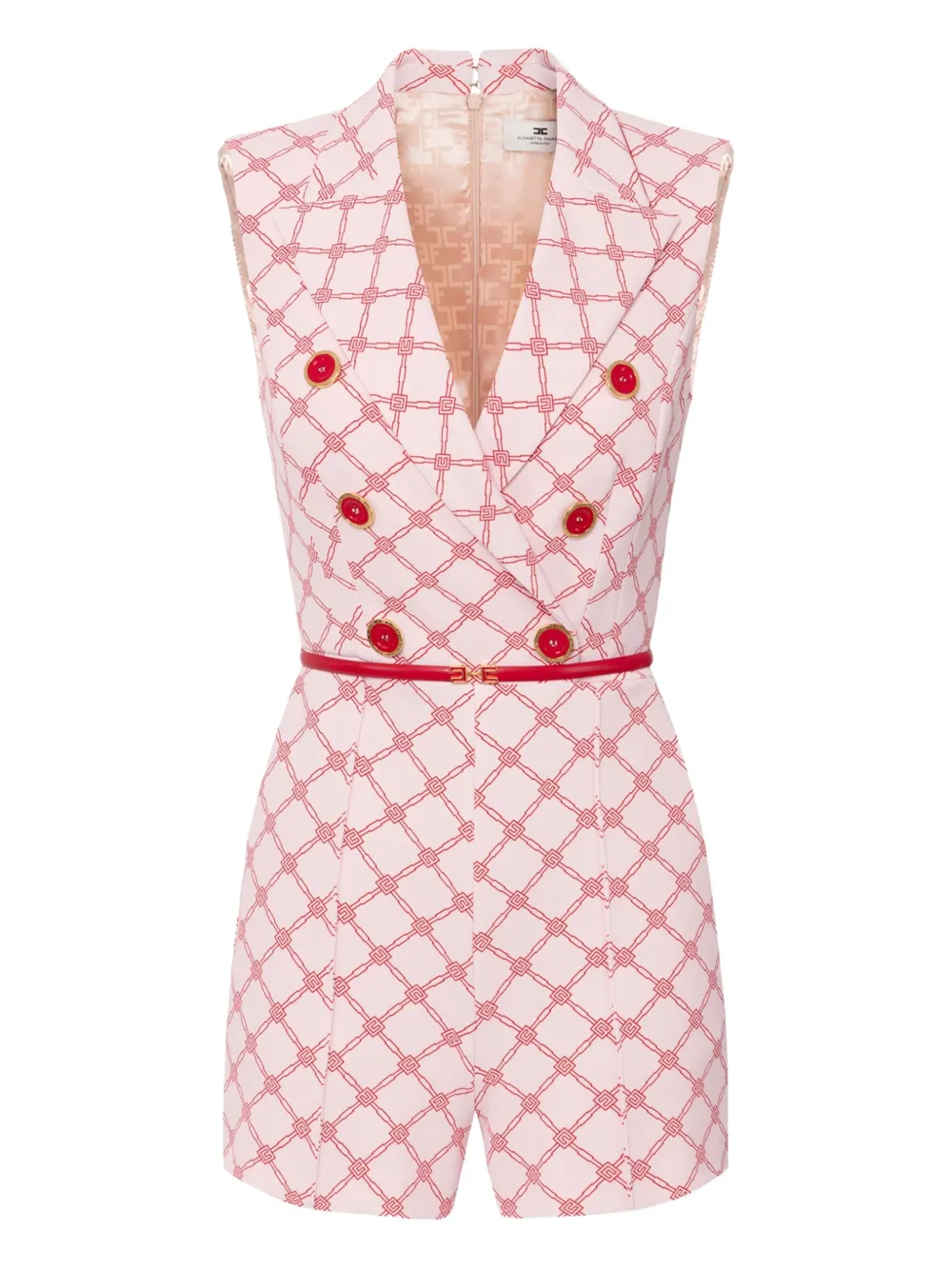 double-breasted logo-print playsuit
