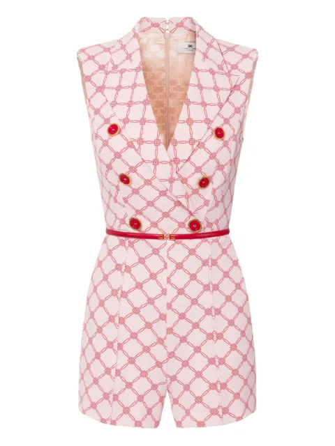 Elisabetta Franchi double-breasted logo-print playsuit