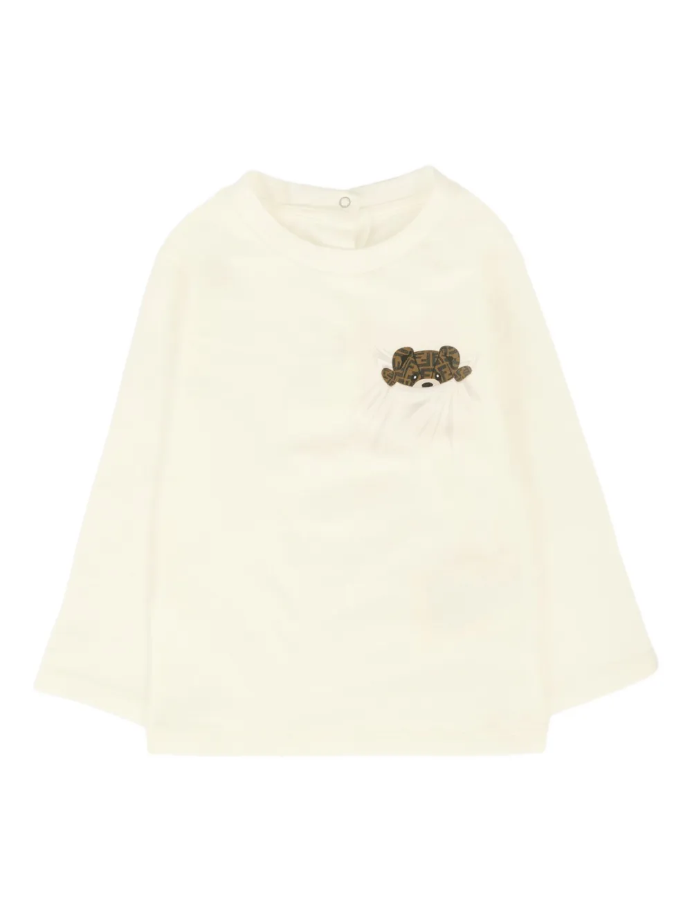 Fendi Kids bear-appliqué long-sleeve T-shirt Wit