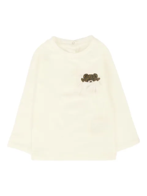 Fendi Kids bear-appliqué long-sleeve T-shirt