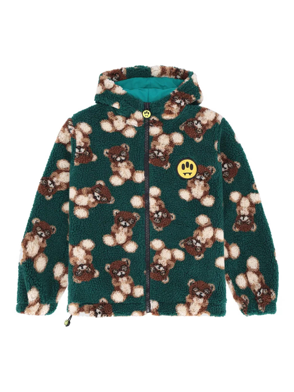 Barrow kids teddy-print hooded jacket | Green | Image 1