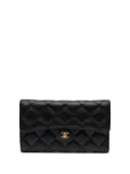 CHANEL Pre-Owned 2016-2017 Large CC Quilted Lambskin Flap Wallet long wallets - Black