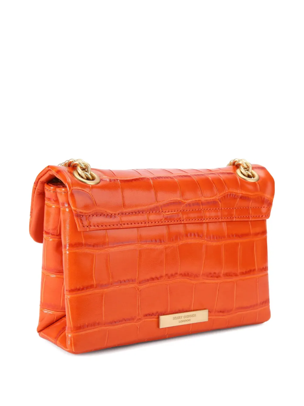 Kurt Geiger London Kensington kleine leren schoudertas met adelaarshoofd en reliëf - Oranje