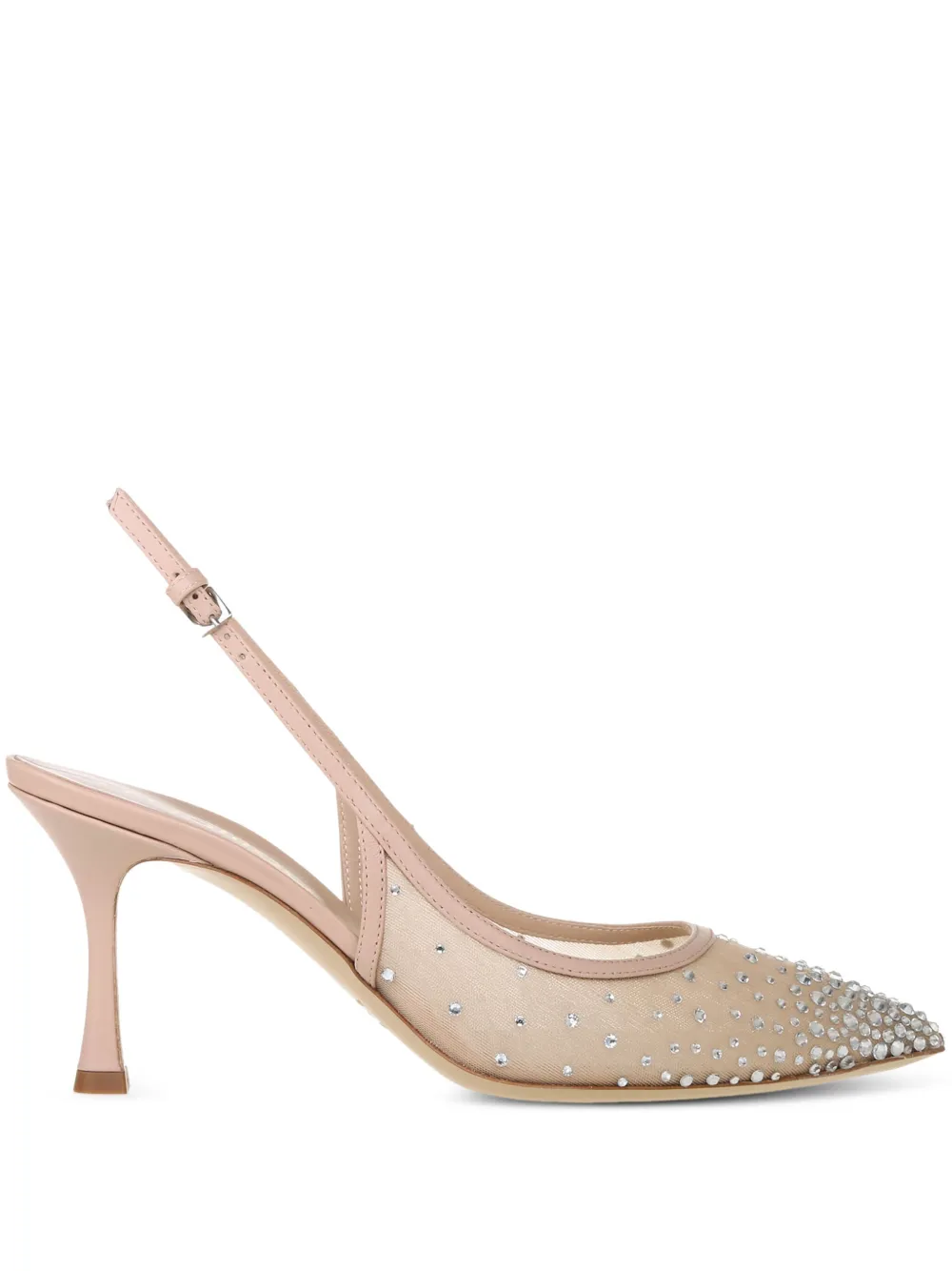 Ninalilou 75mm crystal-embellished slingback pumps Neutrals
