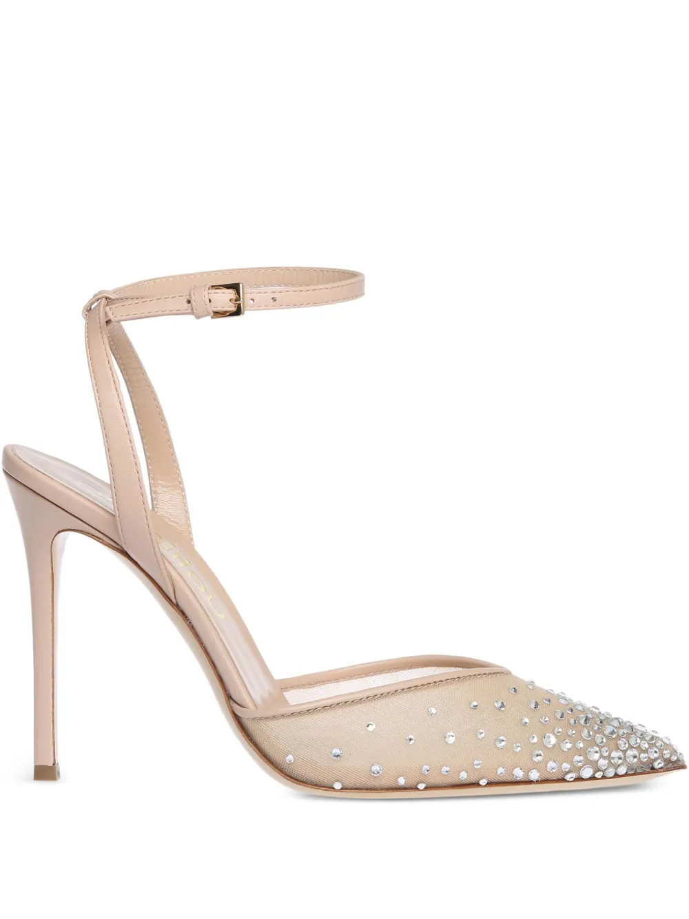Ninalilou 115mm Avril crystal-embellished ankle-strap pumps Neutrals