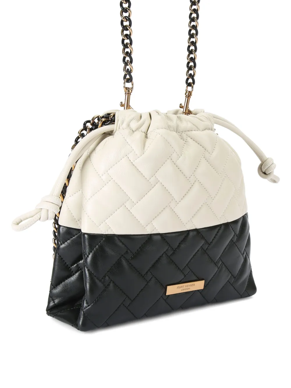 Kurt Geiger London Kensington gewatteerde schoudertas met kettinghengsel - Wit
