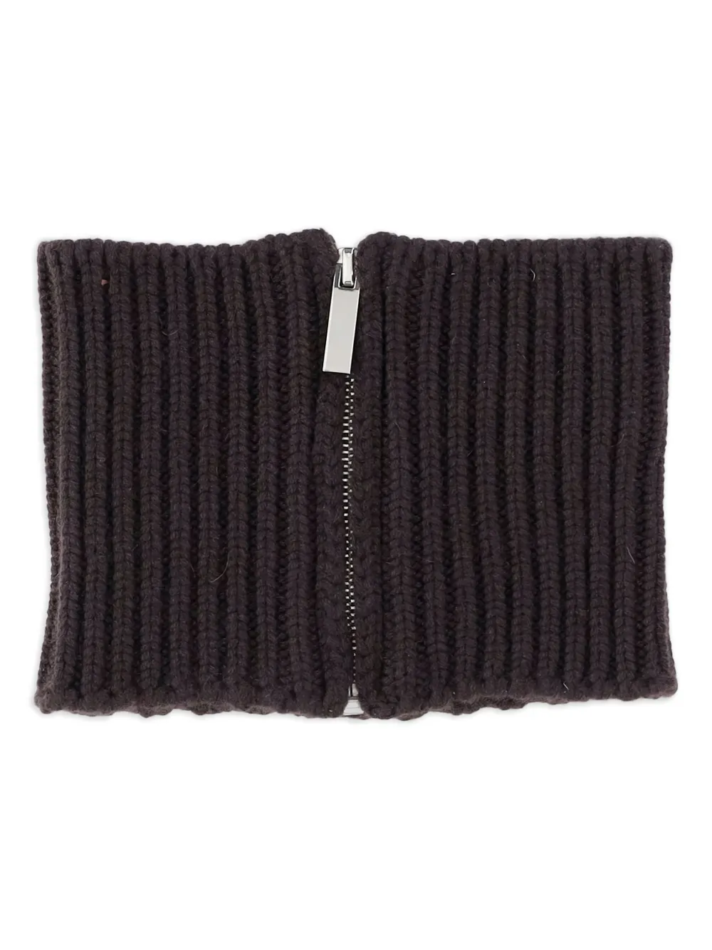 ribbed zip-fastening neck-warmer scarf
